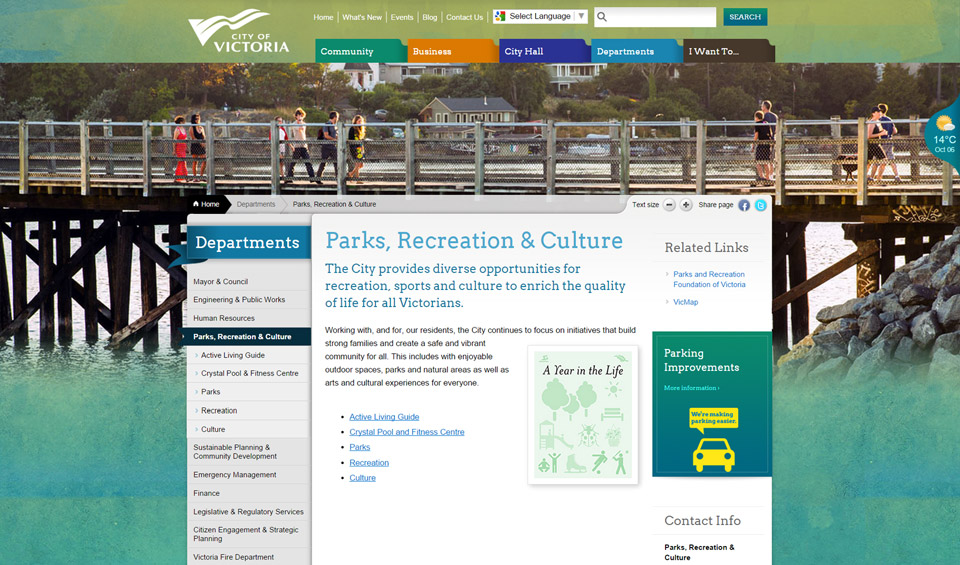 Victoria standard page screenshot
